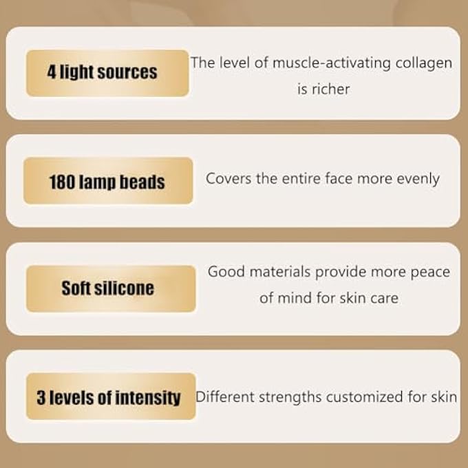 STRBOXONG LED LIGHT THERAPY MASK, CORDLESS LIGHT THERAPY LED FACE MASK, 4 LIGHT SOURCES, 3-SPEED INTENSITY ADJUSTMENT, 180 LAMP BEADS, SOFT SILICONE MATERIAL, FOR REPAIR/ACNE CONTROL/BRIGHTEN SKIN - Image 3